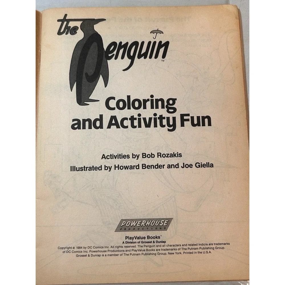 Vintage Penguin Super Powers Coloring and Activity Book 1984 Unused RARE DC